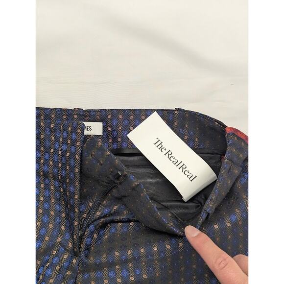 ELIZABETH AND JAMES Womens Jacquard Dion Slim Cropped Pants Blue & Red sz 4 - Picture 5 of 10